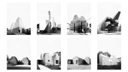 A mosaic of eight contemporary buildings shaped as an aggregation of truncate pyramids.
